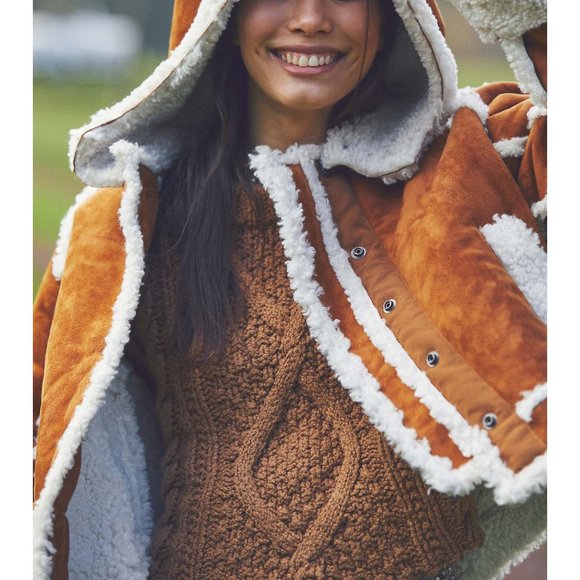 Free People Brown and Cream Leather Jacket - Picture 6 of 9